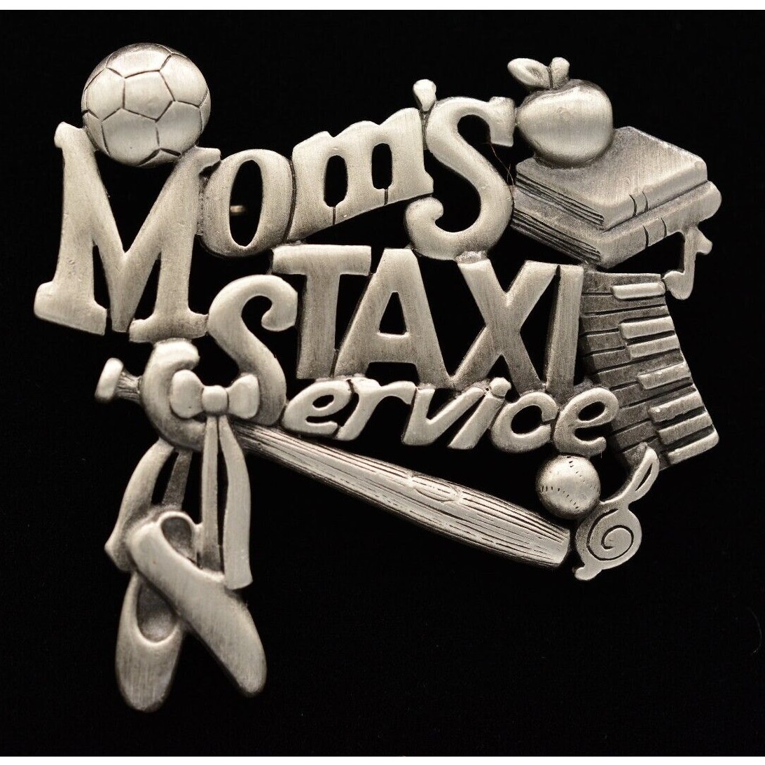 Ajc Vintage Moms Taxi Pin Brooch Carpool Sports Boy Girl Mom Signed 1980s Bina6 17$